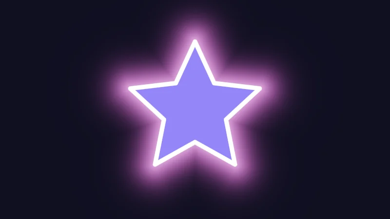 The same demo rendered in Unity. A star drawn as a lavender fill, a white outline and a pink glow, all from one distance value.