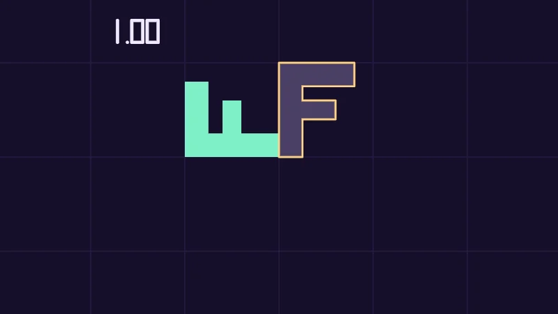 The same demo rendered in Unity. A pale F, a mint F turned by a matrix, and a butter F put back on the pale one by the transpose, with the determinant in a corner.