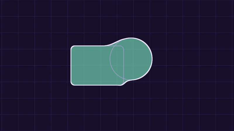 The same demo rendered in Unity. A rounded box and a draggable circle melted together by a smooth union.