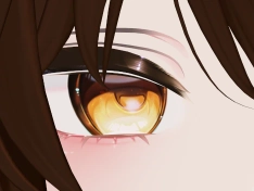 The same eye with those highlights hidden and everything around it unchanged.